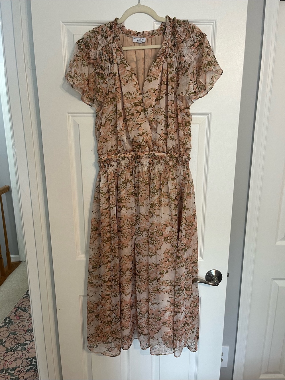 Current Air Blush Pink Floral Midi Dress